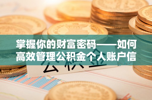 翔安掌握你的财富密码——如何高效管理公积金个人账户信息