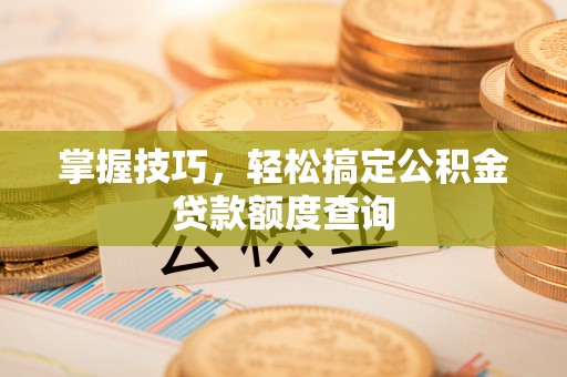 翔安掌握技巧，轻松搞定公积金贷款额度查询