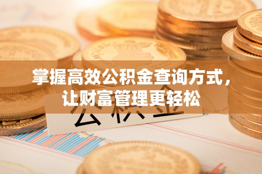 翔安掌握高效公积金查询方式，让财富管理更轻松